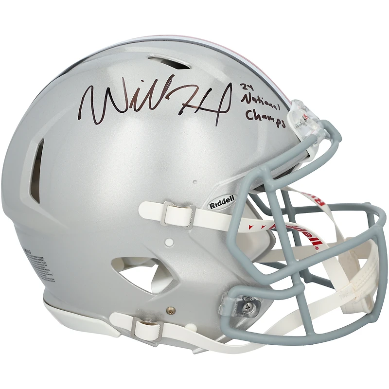 Will Howard Ohio State Buckeyes Autographed Riddell Speed Authentic Helmet with "24 National Champs" Inscription