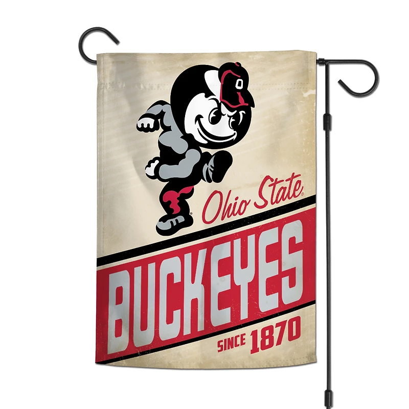 WinCraft Ohio State Buckeyes Drapeau de jardin double face avec logo rétro 30,5 x 45,7 cm