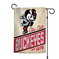 WinCraft Ohio State Buckeyes Drapeau de jardin double face avec logo rétro 30,5 x 45,7 cm