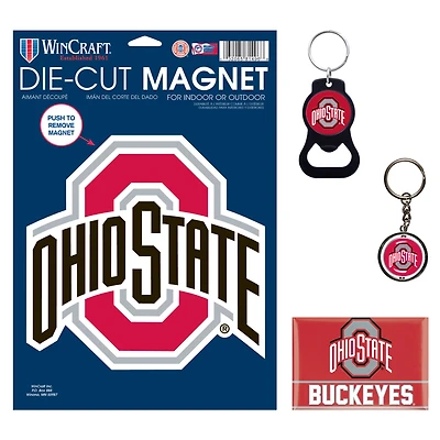 Ensemble de 4 porte-clés et aimants WinCraft Ohio State Buckeyes