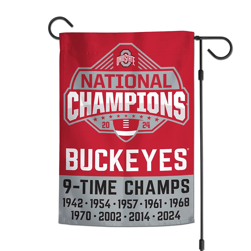 Drapeau de jardin double face WinCraft Ohio State Buckeyes College Football Playoff 2024 Champions nationaux 12'' x 18''