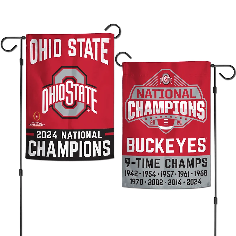 Drapeau de jardin double face WinCraft Ohio State Buckeyes College Football Playoff 2024 Champions nationaux 12'' x 18''