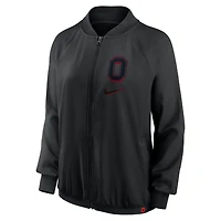 Women's Nike  Black Ohio State Buckeyes Raglan Full-Zip Bomber Jacket