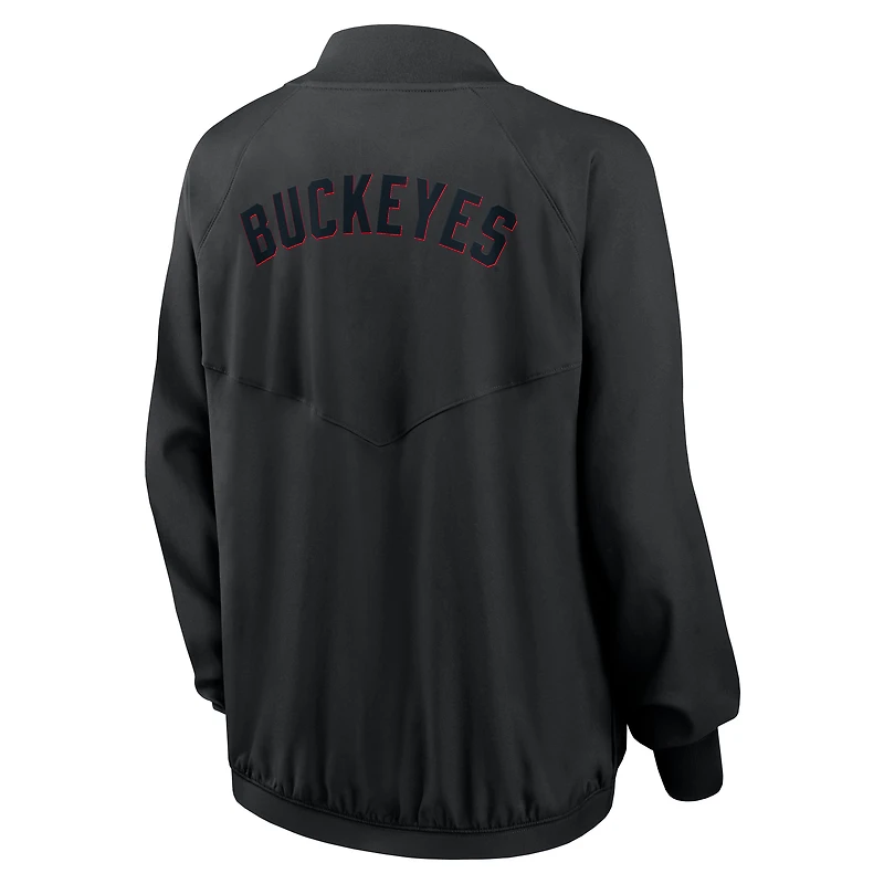 Women's Nike  Black Ohio State Buckeyes Raglan Full-Zip Bomber Jacket