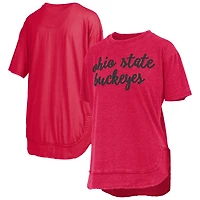 T-shirt poncho rouge pour femme Pressbox Ohio State Buckeyes