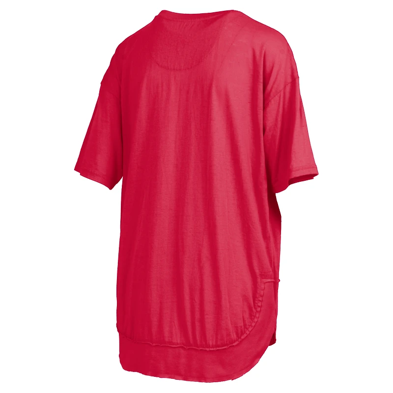 T-shirt poncho rouge pour femme Pressbox Ohio State Buckeyes