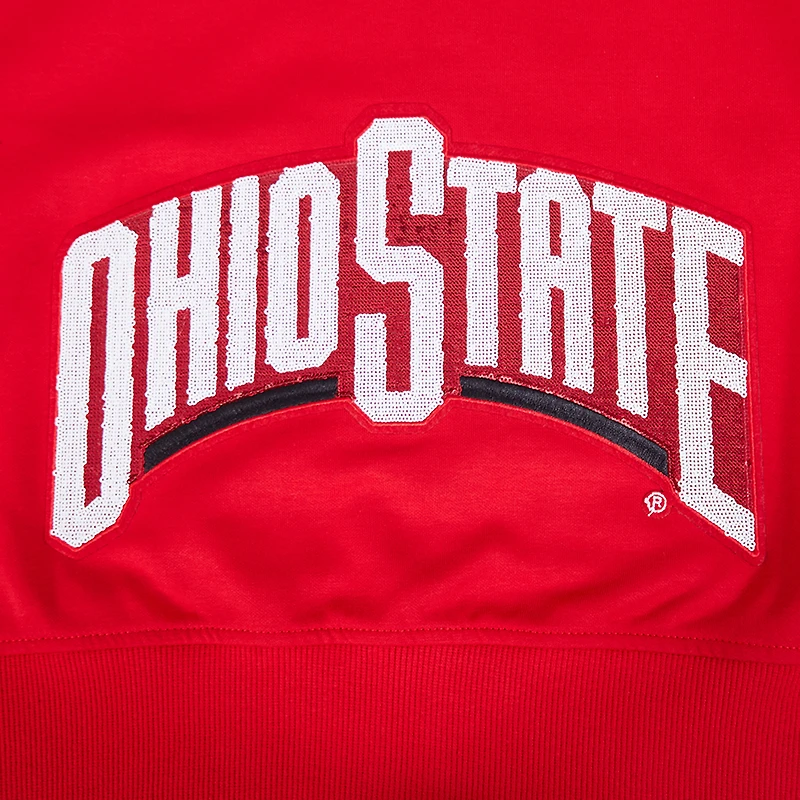 Women's Pro Standard Scarlet Ohio State Buckeyes Game Day Sequin Full-Zip Hooded Jacket