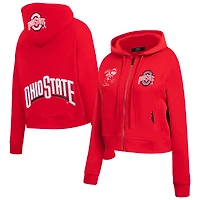 Women's Pro Standard Scarlet Ohio State Buckeyes Game Day Sequin Full-Zip Hooded Jacket