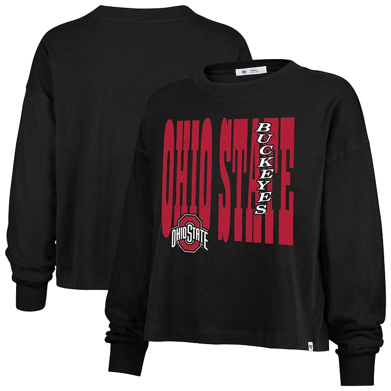 Women's '47  Black Ohio State Buckeyes Stacked Sydney Long Sleeve T-Shirt