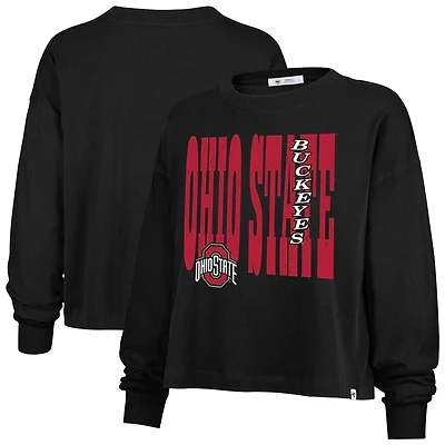 Women's '47  Black Ohio State Buckeyes Stacked Sydney Long Sleeve T-Shirt