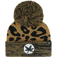 Bonnet en tricot à revers rosette '47 marron Ohio State Buckeyes pour femmes avec pompon
