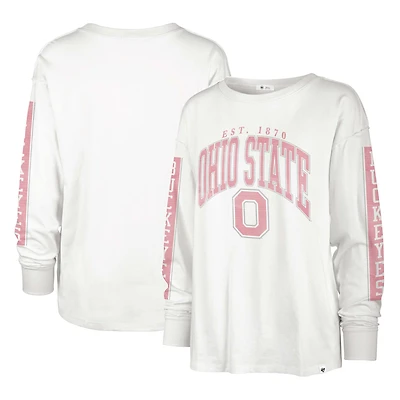 T-shirt à manches longues '47 crème Ohio State Buckeyes Statement SOA 3-Hit pour femmes