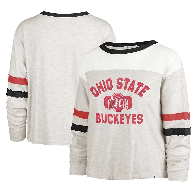 T-shirt à manches longues pour femme '47 Oatmeal Ohio State Buckeyes All Class Lena