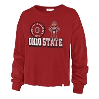 T-shirt à manches longues et taille haute '47 Scarlet Ohio State Buckeyes Bottom Line Parkway pour femmes