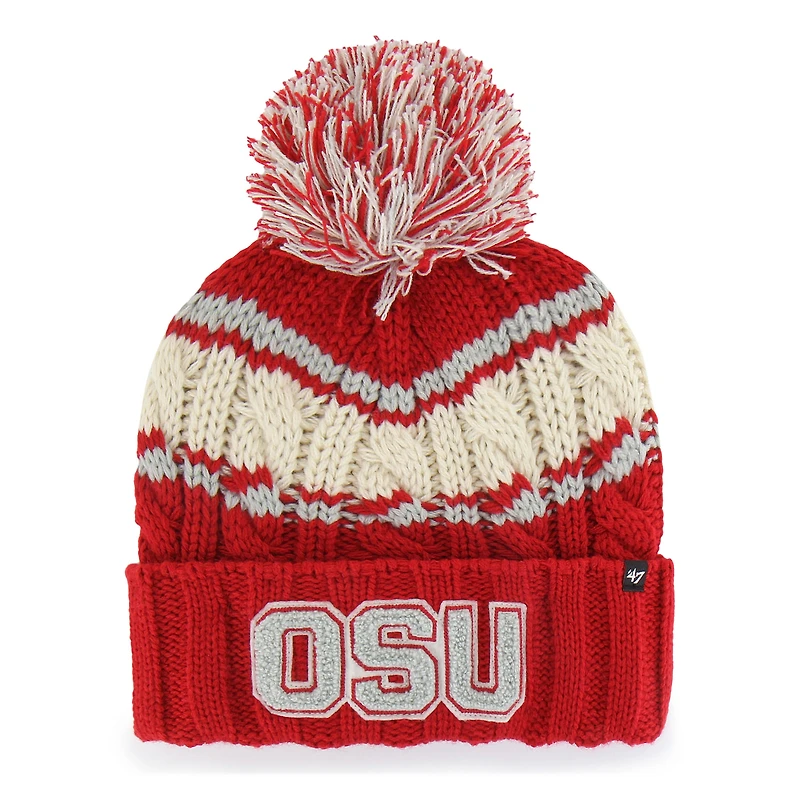 Bonnet Emma en tricot à revers avec pompon pour femme Scarlet Ohio State Buckeyes '47