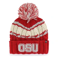 Bonnet Emma en tricot à revers avec pompon pour femme Scarlet Ohio State Buckeyes '47