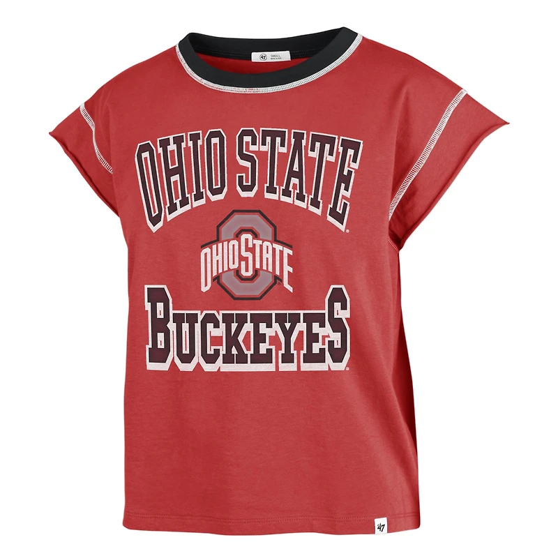 T-shirt pour femme '47 Scarlet Ohio State Buckeyes Sound Up Maya Cutoff