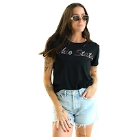 T-shirt noir pour femme avec inscription en perles cousues à la main Ohio State Buckeyes