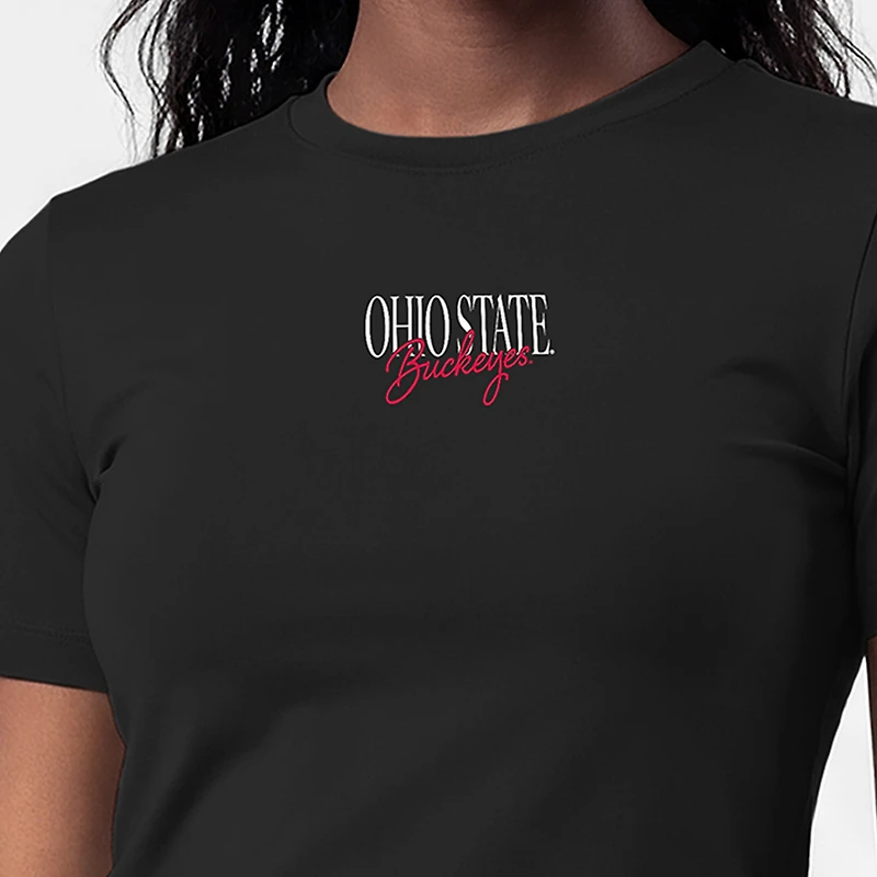 Women's Champion Black Ohio State Buckeyes Athletic Soft-Touch Fitted T-Shirt