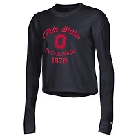 T-shirt court à manches longues Champion Ohio State Buckeyes pour femme, noir