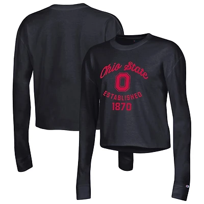 T-shirt court à manches longues Champion Ohio State Buckeyes pour femme, noir
