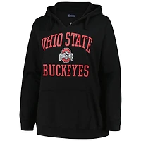 Pull noir à col cranté Heart & Soul pour femmes Champion de l'Ohio State Buckeyes, grande taille