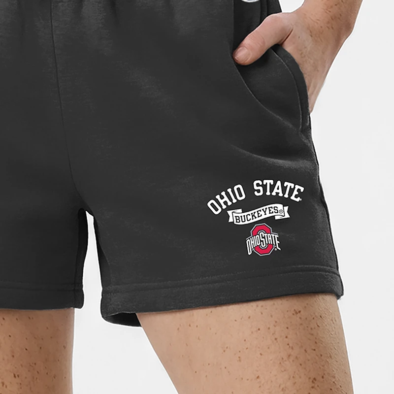Women's Champion  Black Ohio State Buckeyes Powerblend Elastic Waist Shorts