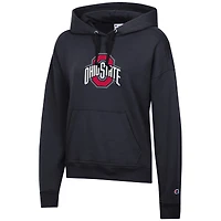 Women's Champion Black Ohio State Buckeyes Powerblend Fleece Pullover Hoodie