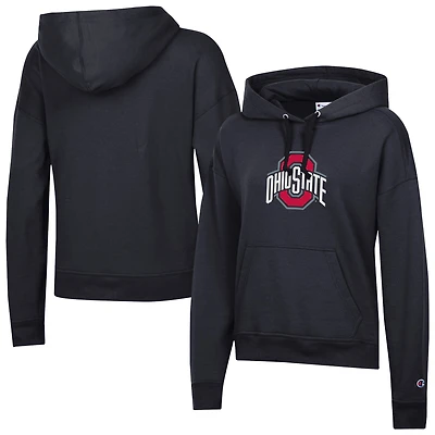 Women's Champion Black Ohio State Buckeyes Powerblend Fleece Pullover Hoodie
