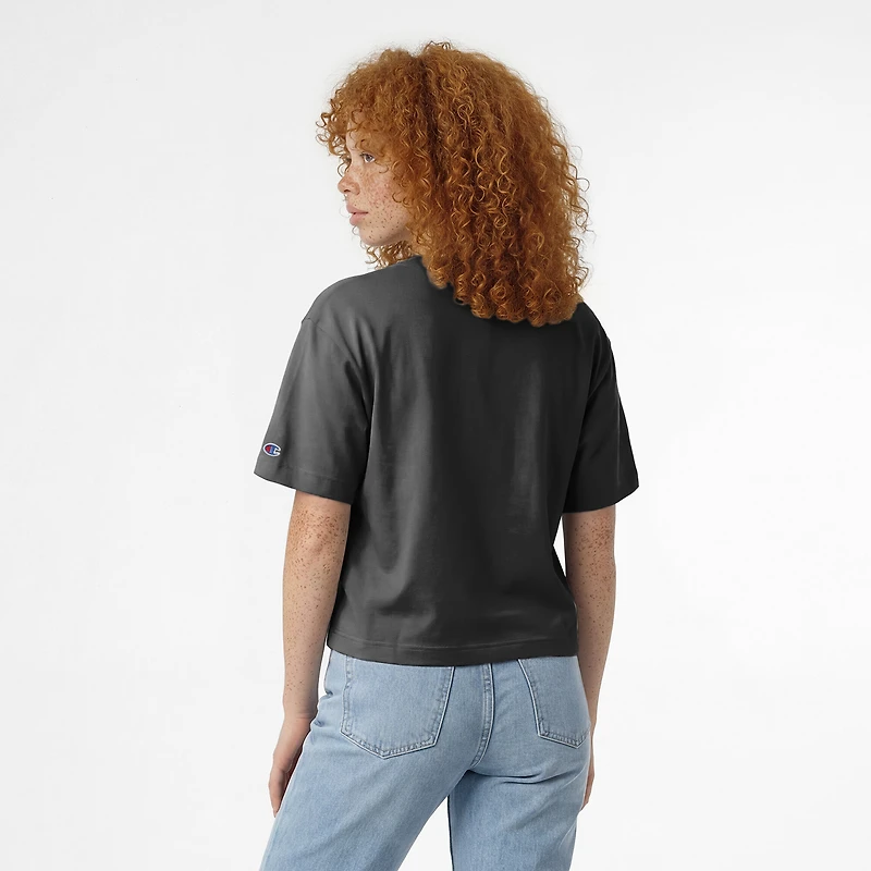 T-shirt court à logo Champion noir pour femmes, Ohio State Buckeyes