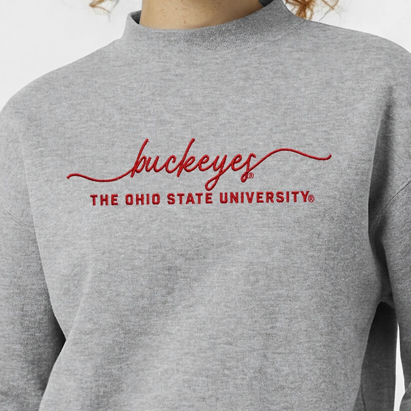 Sweat-shirt à col montant Champion gris pour femmes, modèle Triumph des Ohio State Buckeyes
