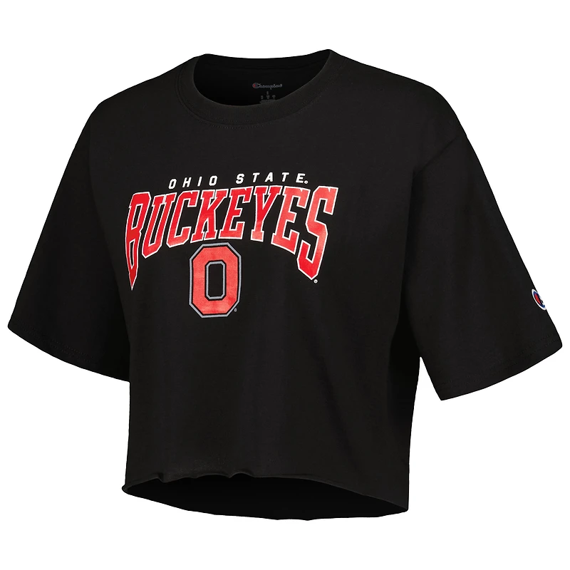 T-shirt court pour femme Champion Heather Charcoal Ohio State Buckeyes Boyfriend