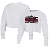 Sweat-shirt court à tissage inversé Ohio State Buckeyes Champion gris chiné pour femme