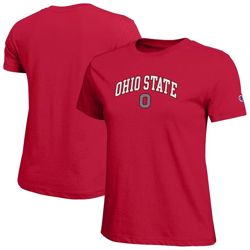 Women's Champion Scarlet Ohio State Buckeyes Arched Over Logo T-Shirt