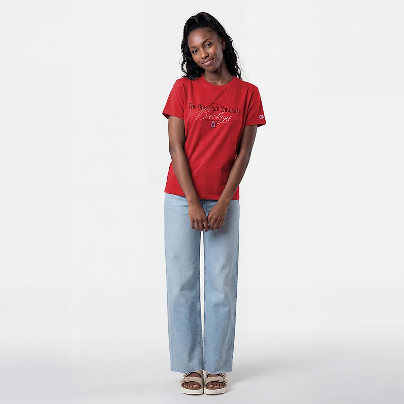T-shirt de style vie des championnes féminines Scarlet Ohio State Buckeyes