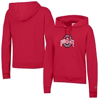 Women's Champion Scarlet Ohio State Buckeyes Powerblend Fleece Pullover Hoodie