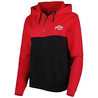 Women's Colosseum Black/Scarlet Ohio State Buckeyes Aidan Lightweight Half-Zip Hoodie