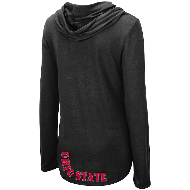 Women's Colosseum Black Ohio State Buckeyes My Lover Lightweight Hooded Long Sleeve T-Shirt