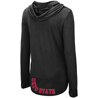 Women's Colosseum Black Ohio State Buckeyes My Lover Lightweight Hooded Long Sleeve T-Shirt