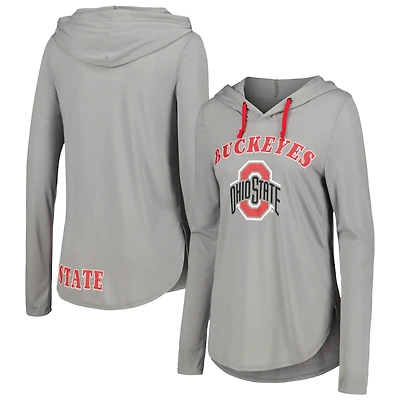 Colosseum Heather Charcoal Ohio State Buckeyes My Lover T-shirt à capuche léger manches longues pour femme