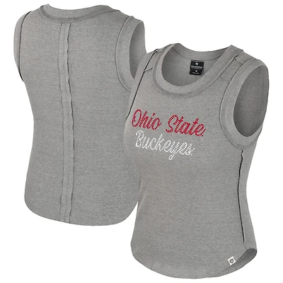 Women's Colosseum Heather Gray Ohio State Buckeyes Beach You Ribbed Tri-Blend Tank Top