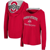 Colosseum Scarlet Ohio State Buckeyes Catalina Sweat à capuche T-shirt manches longues pour femme