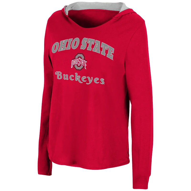 Colosseum Scarlet Ohio State Buckeyes Catalina Sweat à capuche T-shirt manches longues pour femme