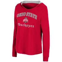 Colosseum Scarlet Ohio State Buckeyes Catalina Sweat à capuche T-shirt manches longues pour femme