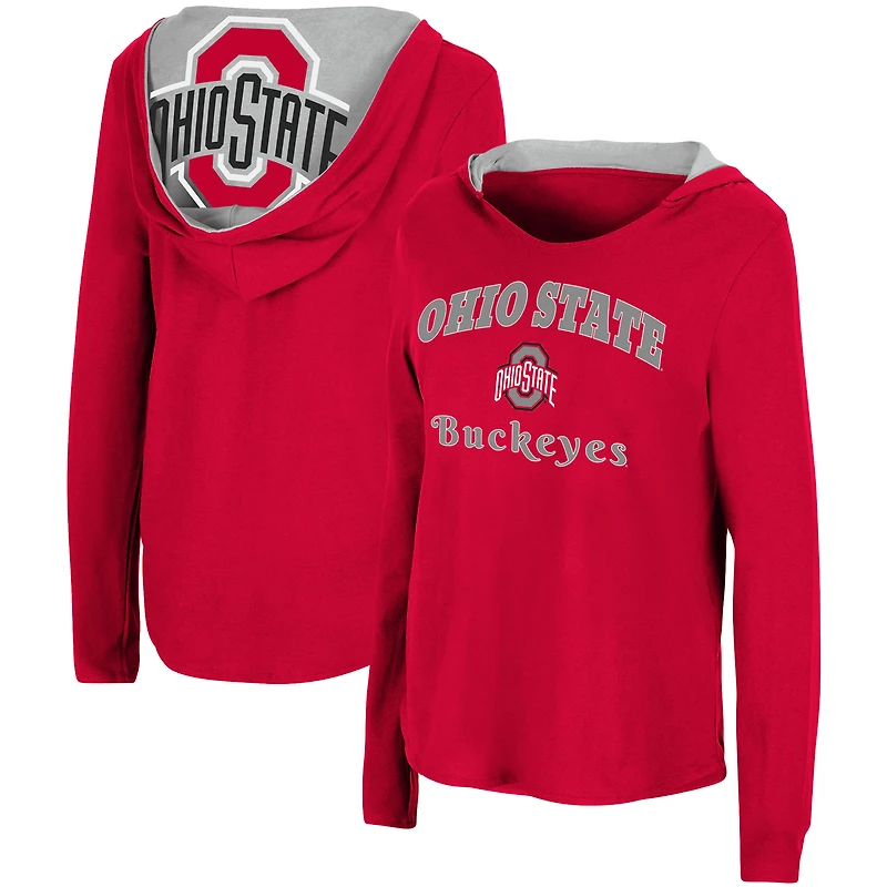 Colosseum Scarlet Ohio State Buckeyes Catalina Sweat à capuche T-shirt manches longues pour femme