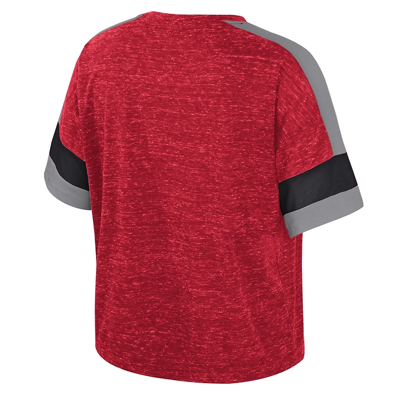 T-shirt à col rond et blocs de couleurs pour femme Colosseum Scarlet Ohio State Buckeyes