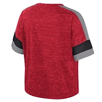 T-shirt à col rond et blocs de couleurs pour femme Colosseum Scarlet Ohio State Buckeyes