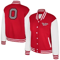 Veste polaire à boutons-pression pour femme Colosseum Scarlet Ohio State Buckeyes French Baguette