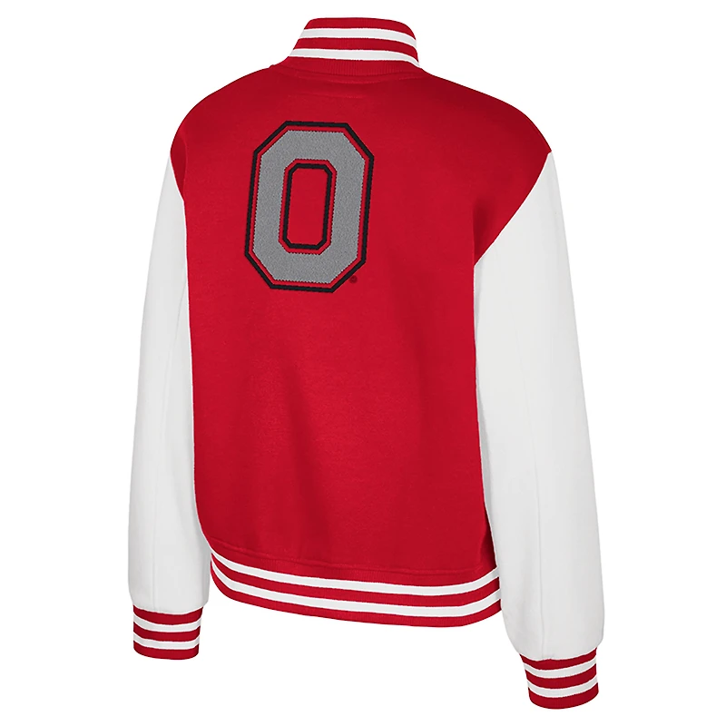 Veste polaire à boutons-pression pour femme Colosseum Scarlet Ohio State Buckeyes French Baguette