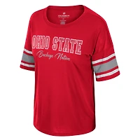 Women's Colosseum Scarlet Ohio State Buckeyes I'm Gliding Here Rhinestone T-Shirt